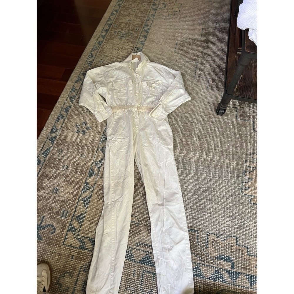 Vintage Saint Germain Paris Utility Jumpsuit Off White Cotton Boiler Suit Womens